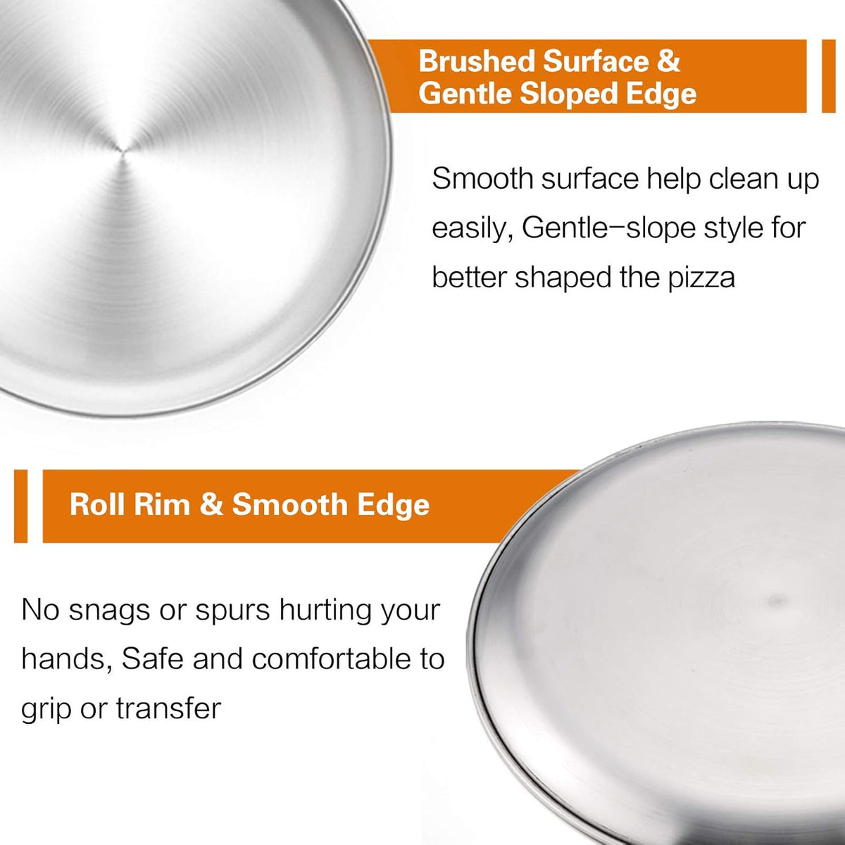 TeamFar Pizza Pan, 10” & 12” & 13.4”, 3 Pcs Pizza Pan Set Stainless Steel Pizza Pan Round Pizza Oven Pans Tray for Baking Serving, Healthy & Rust Free, Heavy Duty & Dishwasher Safe