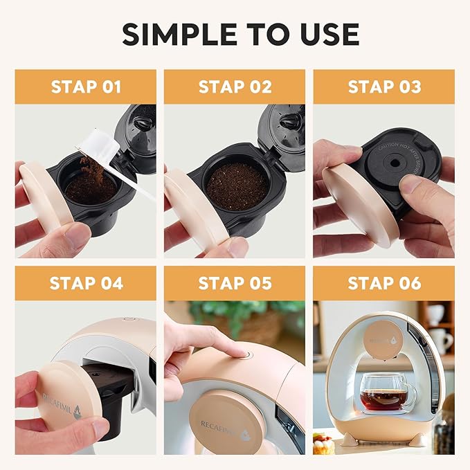 Single Serve Coffee Maker For K Cup Pod and Coffee Grounds /Tea, Fast Brew in 2 minutes, 2 IN 1 One Button Coffee Machine 4-8 Oz Brew Sizes, Stylish＆Compact For Home, Office, RV and Dorm, Champagne