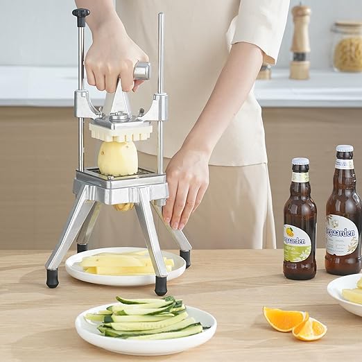 VEVOR Commercial Vegetable Fruit Chopper 1/4" Blade Heavy Duty Professional Food Dicer Kattex French Fry Cutter Onion Slicer Stainless Steel for Tomato Peppers Potato Mushroom