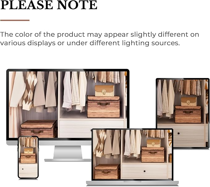 GRANNY SAYS Storage Boxes with Lid, Fabric Storage Bins with Lids, Decorative Closet Storage and Organizer, Wood Grain Print Bins, 2-Pack
