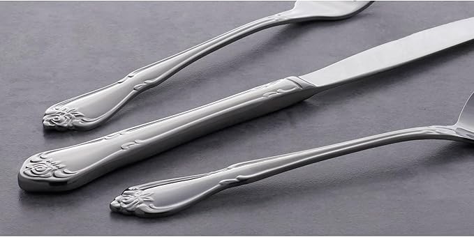 Oneida B552004C True Rose Everyday Flatware Dinner Spoons, Set Of 4, 6.75" L x 1.6" W