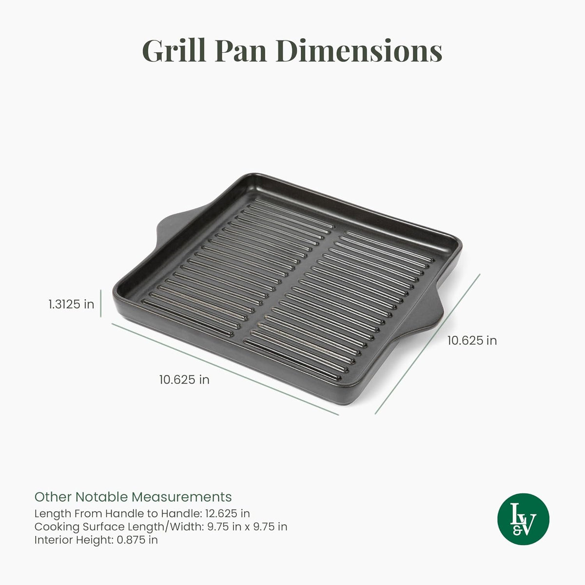 Larder & Vine Indoor/Outdoor Ceramic Stoneware Grill Pan Handmade in Italy