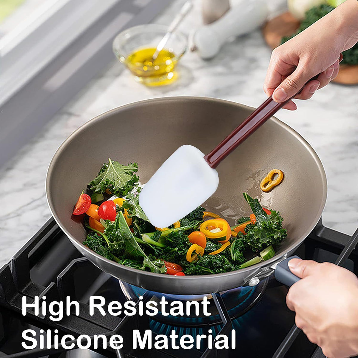 13.5 INCH Silicone Spatulas Heat Resistant Heavy Duty Rubber Spatulas Commercial Spatulas Set for Kitchen Use Silicone Cooking Utensils Sets of 2