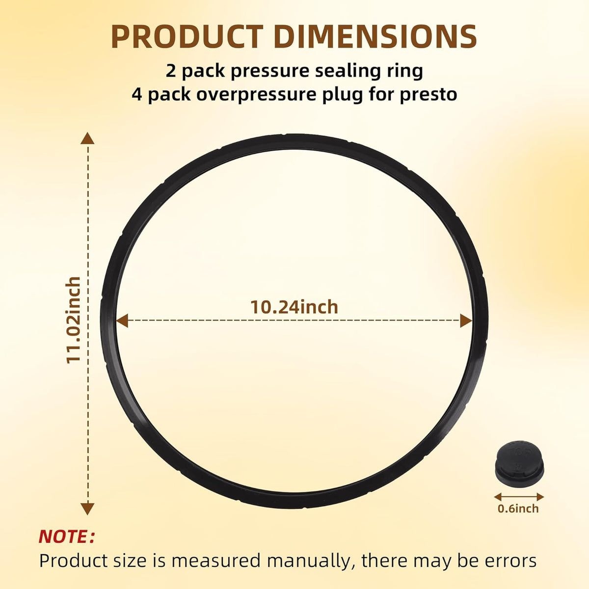 09924 Pressure Canner Sealing Ring, Overpressure Plug (2 Sets) Fit for Presto 6 and 8 Quart Pressure Cooker 0128206 0128202 0128203 0128204 0128303 0126306