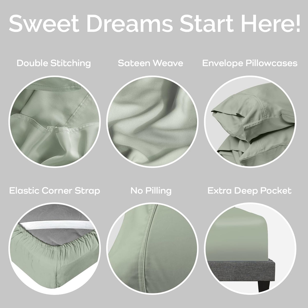 100% Viscose from Bamboo Sheets Full Size, Super Soft Bedding Set, 4 PC Cooling Sheets for Hot Sleepers, Vegan Silk Moisture Wicking, Organically Grown Bedsheet, Sage - 54" x 75"