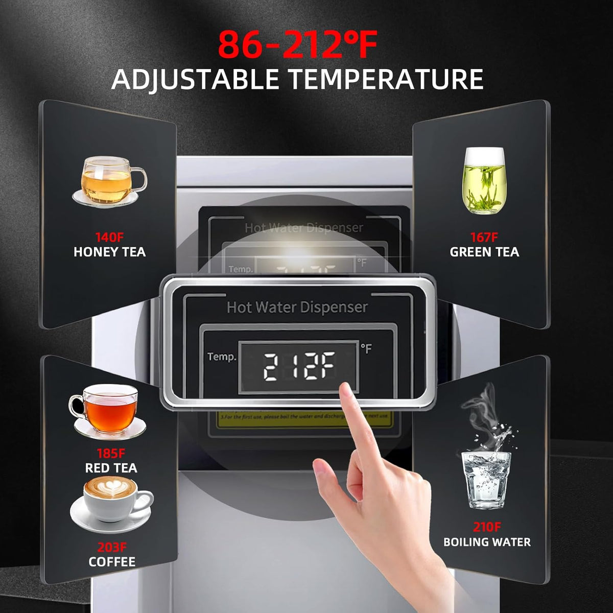Commercial Hot Water Dispenser Stainless Steel Commercial Water Boiler 1600W Quick Heating 6.6 Gallons/Hour Output Commercial Water Machine for Office, Café, Tea, Catering