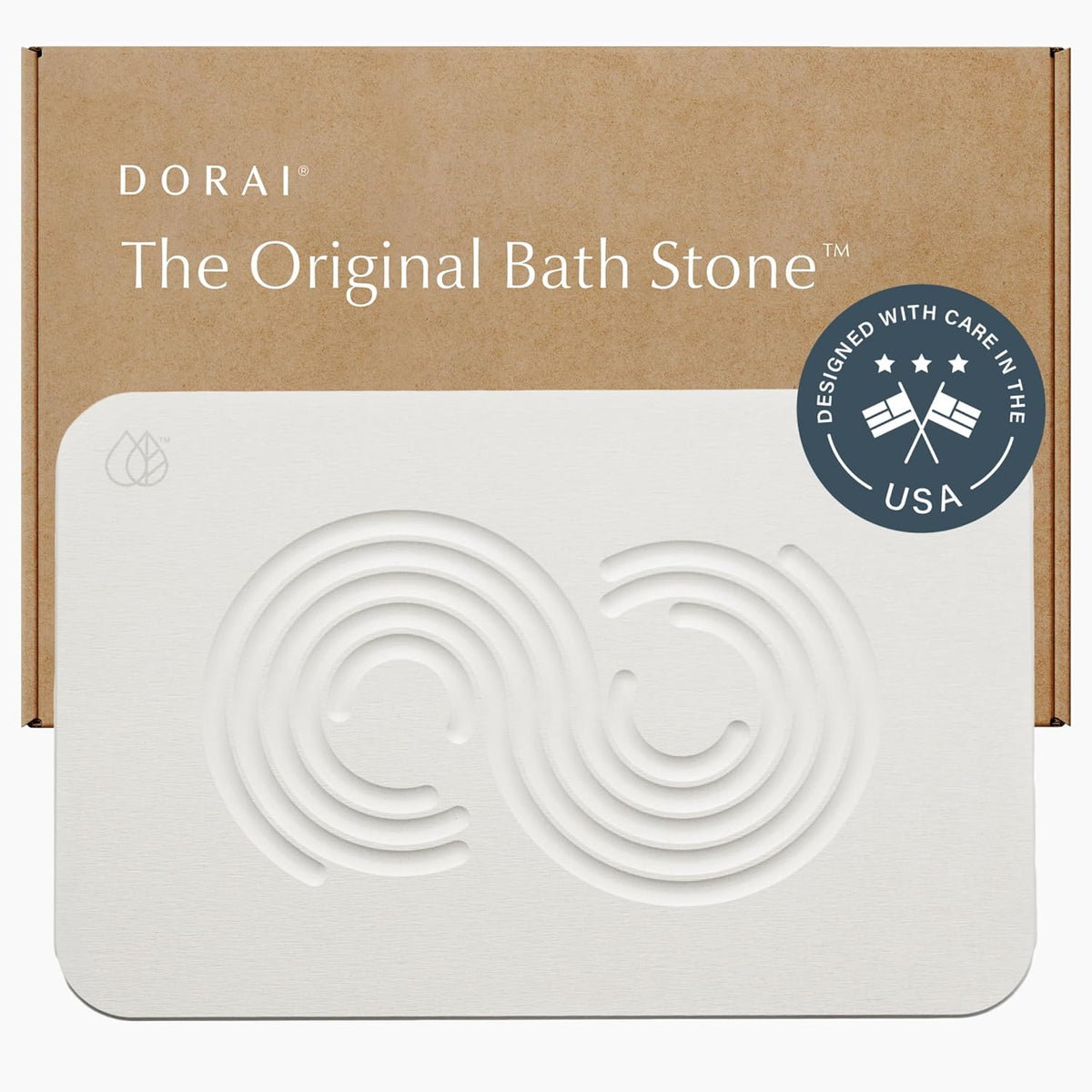 Dorai Home Bath Stone Mat 23.6"x15.4" – Quick-Dry, Non-Slip Diatomite Stone Bath Mat for Bathroom, Zen Sandstone