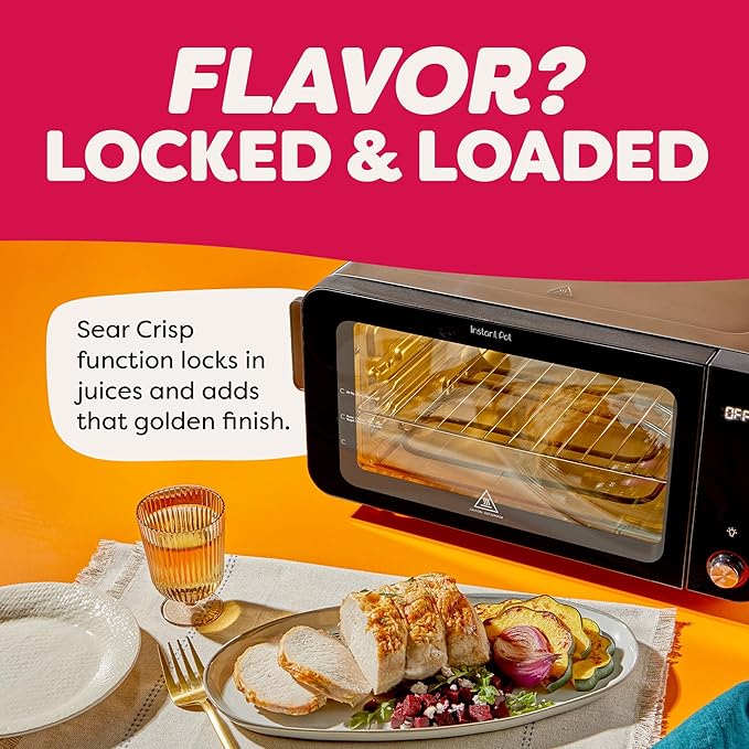 Instant Pot No Preheat Required* 6-Slice Air Fryer Toaster Oven with InstantHeat Technology, 10-in-1, Air Fry, Roast, Bake, Sear Crisp, Toast, Bagel, Broil, Dehydrate, Reheat, and Make Pizza