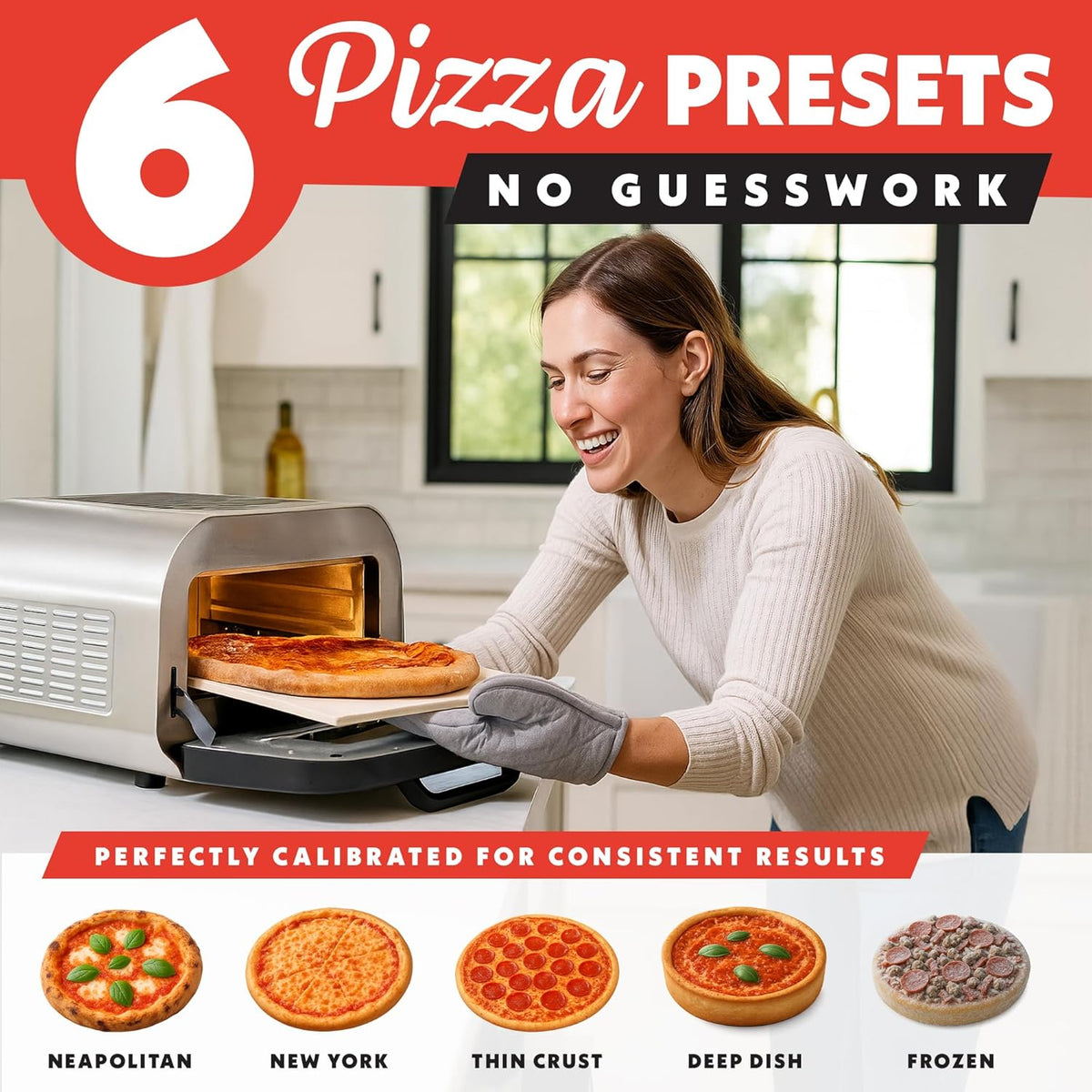 Gourmia Indoor Pizza Oven Air Fryer Toaster – 1800W Countertop Multi-Cooker with Pizza Stone, Digital Controls & 6 Presets – Bake, Toast, Broil, Dehydrate & More