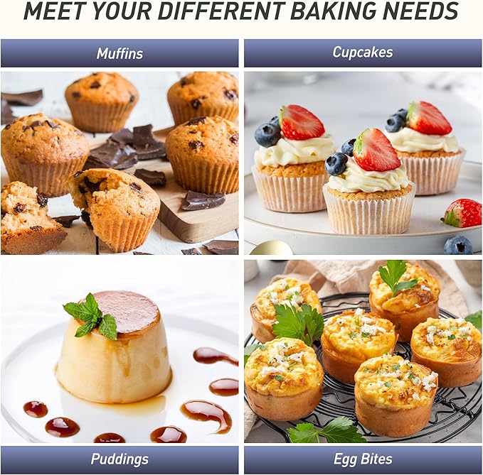 2 Pack 12 Cups Silicone Muffin Pan with Metal Reinforced Frame Regular Size Silicone Molds Cupcake Cake Baking Pans Cookie Baking Chocoflan Cupcake Mold Muffin Top Pan Flanera Housewarming Gift