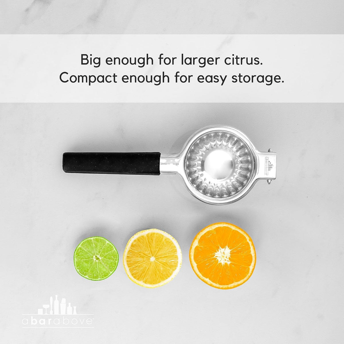 A Bar Above Premium Quality Hand Juicer, for Cocktails, Heavy Duty, Stainless Steel Juicer, Lime, Lemon, and Oranges, Citrus Juicers, for Mixologists and Bars, Fruit Juice Extractor, Silver, 3 Pack