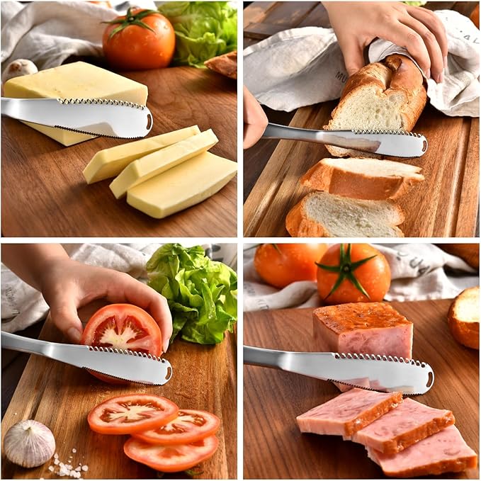 Butter Spreader Knife for Cold Butter above 20℉, Butter Slicer, Butter Curler, Butter Grater, Butter Blade (2 knives)