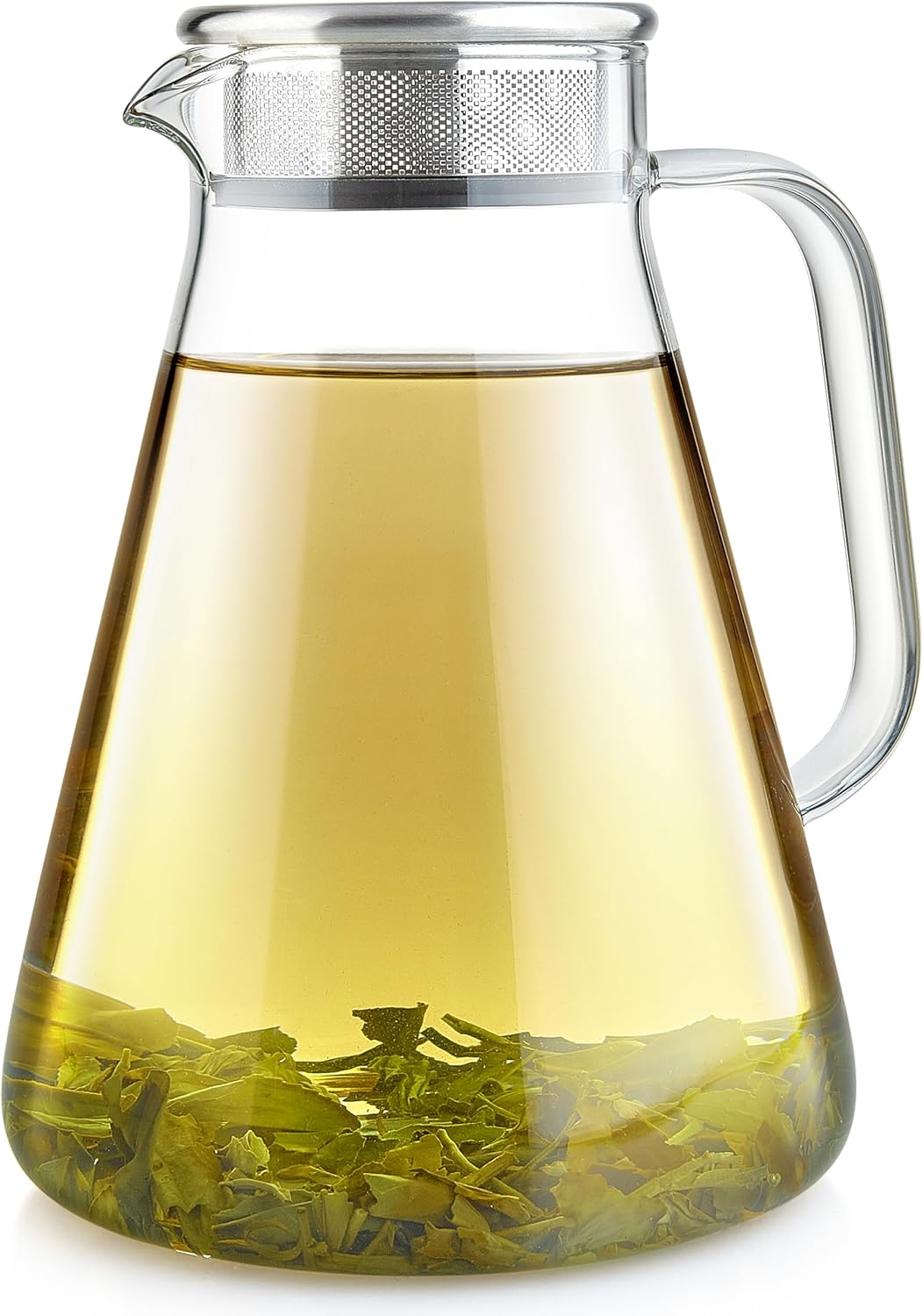 Teabloom One-Touch Tea Maker, 2-in-1 Teapot and Kettle with Stainless Steel Filter Lid for Loose Tea – Stain-free Borosilicate Glass Teapot (56 Oz) – Tea Connoisseur's Choice