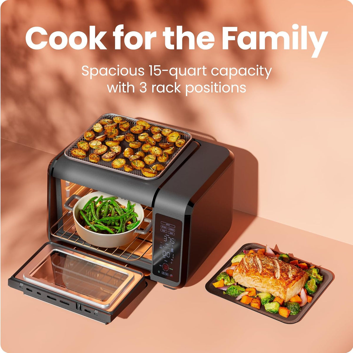 Chefman Air Fryer Toaster Oven Combo, 15 Qt. Countertop Oven for Quick & Healthy Meals, Bake, Broil, Air Fry, Toast, and Bagel Functions, 450°F Max Temp, 4 Slice Toaster Oven Air Fryer Combo – Black