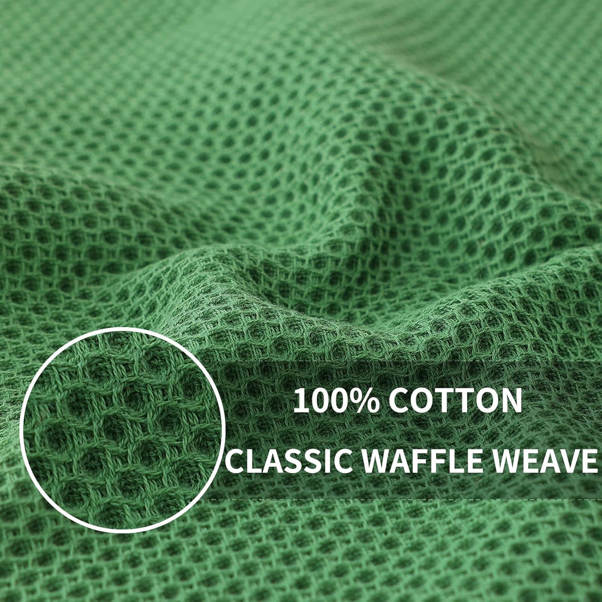 Homaxy 100% Cotton Waffle Weave Kitchen Dish Cloths, Ultra Soft Absorbent Quick Drying Dish Towels, 12 x 12 Inches, 6-Pack, Grass Green