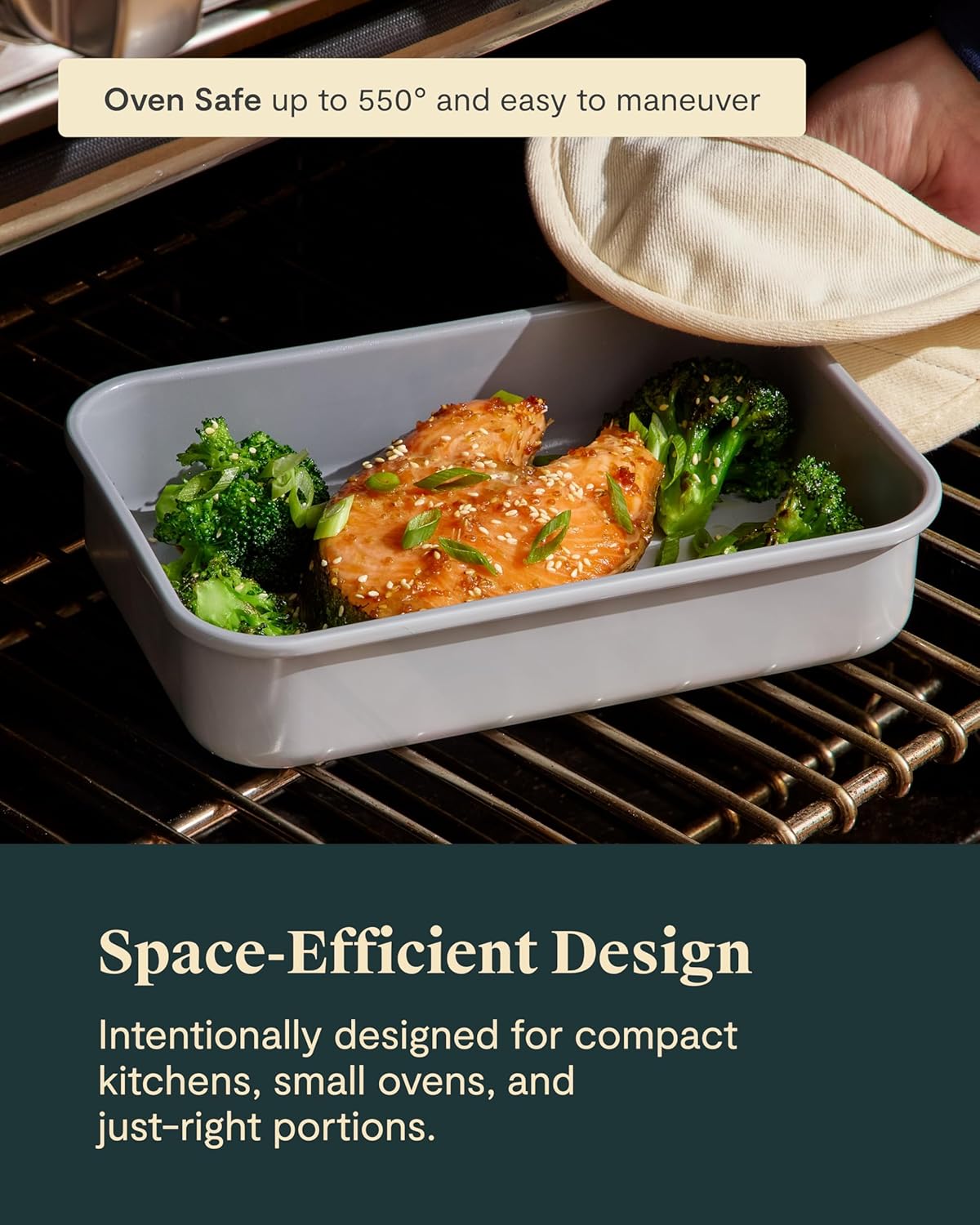 Caraway Nonstick 9” x 6.5” Small Rectangle Baking Pan Duo – Non-Toxic, PTFE & PFOA Free – Aluminized Steel Core – Deep Ceramic Baking Pan for Casseroles, Lasagna & More - Sage