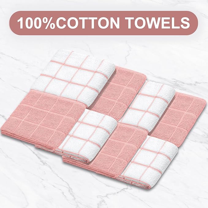Oven Mitts Pot Holders Sets/Kitchen Towels and Dishcloths, Oven Gloves Kitchen Dish Towels 500 Degree Heat Resistant Potholders with Non-Slip Silicone Surface for Cooking, Grilling, Baking-Pink