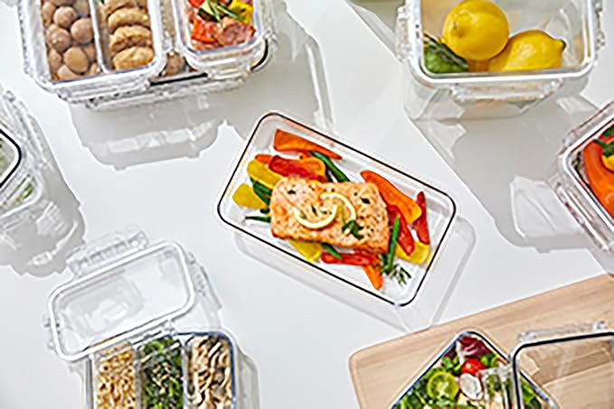 Airtight Food Storage Container With Lid (45.6oz) BPA-Free | Meal Prep | Microwave, Freezer and Dishwasher Safe | Leak-Proof | Kitchen Fridge Organizer Boxes | lids airtight sealing