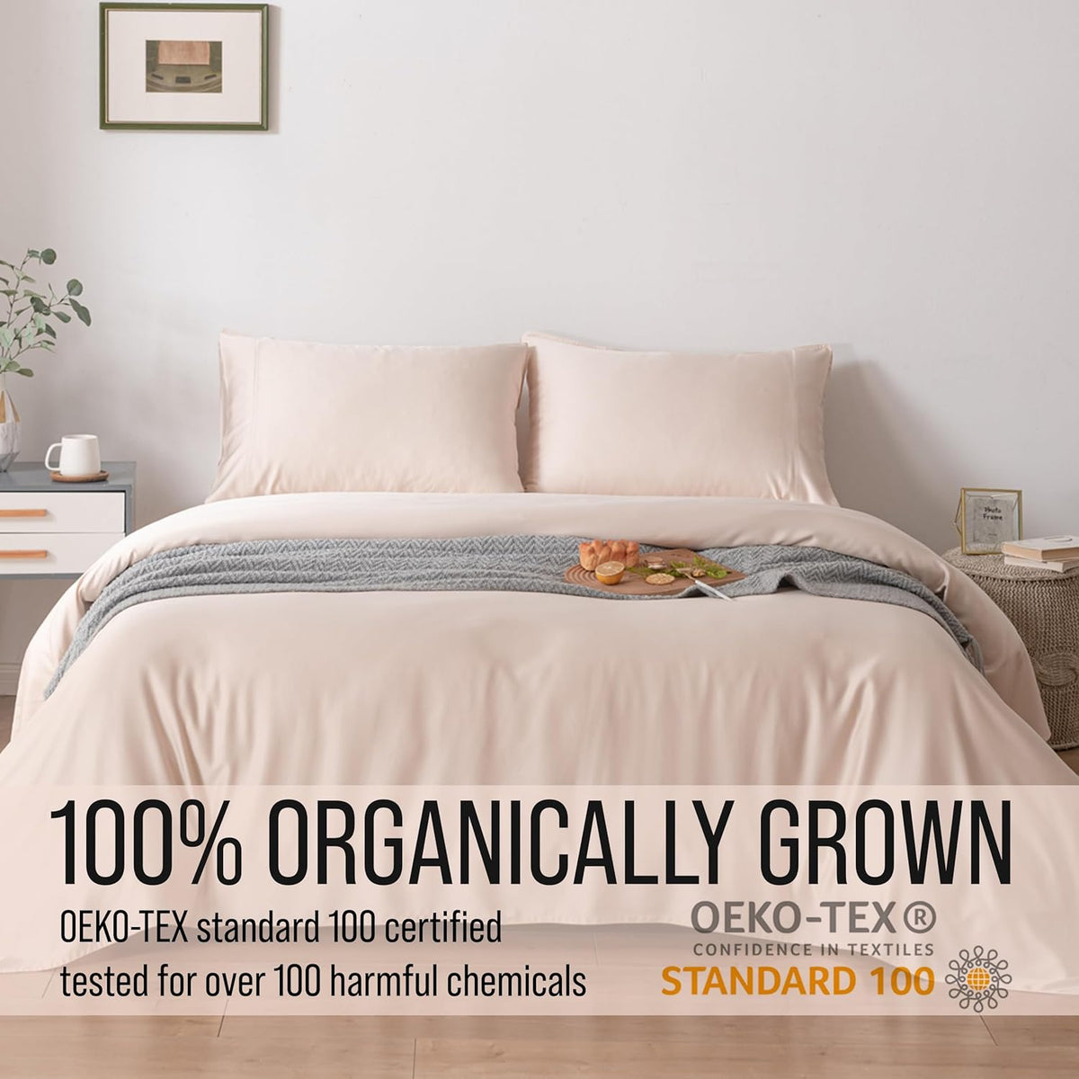 Bella Coterie Luxury Bamboo Viscose Split King Size Sheet Set | 100% Organically Grown | Ultra Soft | Cooling for Hot Sleepers | 18" Deep Pocket [Champagne]