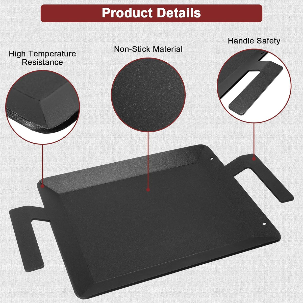 Carbon Steel Griddle - Professional Cookware Griddle Pan for Induction, Stove Top, Gas Grill, Cooktop, Electric and more, 17" x 10" NonStick Flat Top Griddle Plate Skillet, Indoor/Outdoor Use