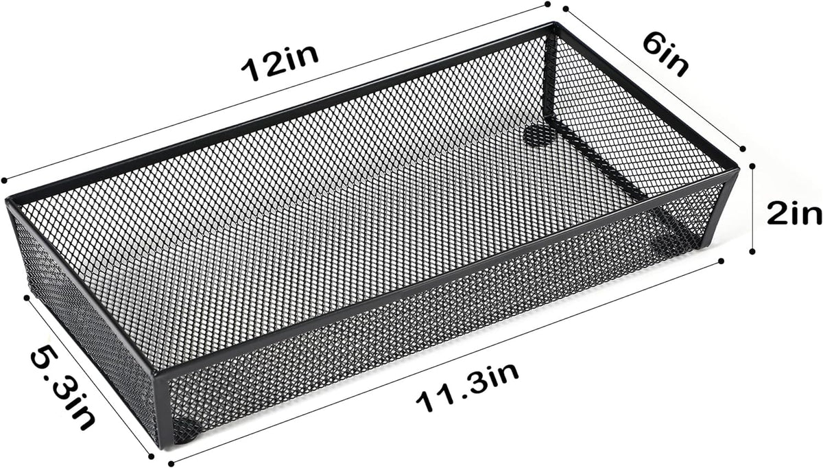 BYCY 3 Pack Mesh Flatware Drawer Organizer for Kitchen/Office/Home Tools,Spoon Knife Fork Organizers Box Utensil Tabletop Storage Tray (12 x 6 x 2 Inch)