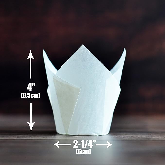 500 pcs Large size White Tulip Baking Cups 2-1/4"(Base diameter) x 4"(Wall height) Greaseproof paper baking cupcake Muffin liners