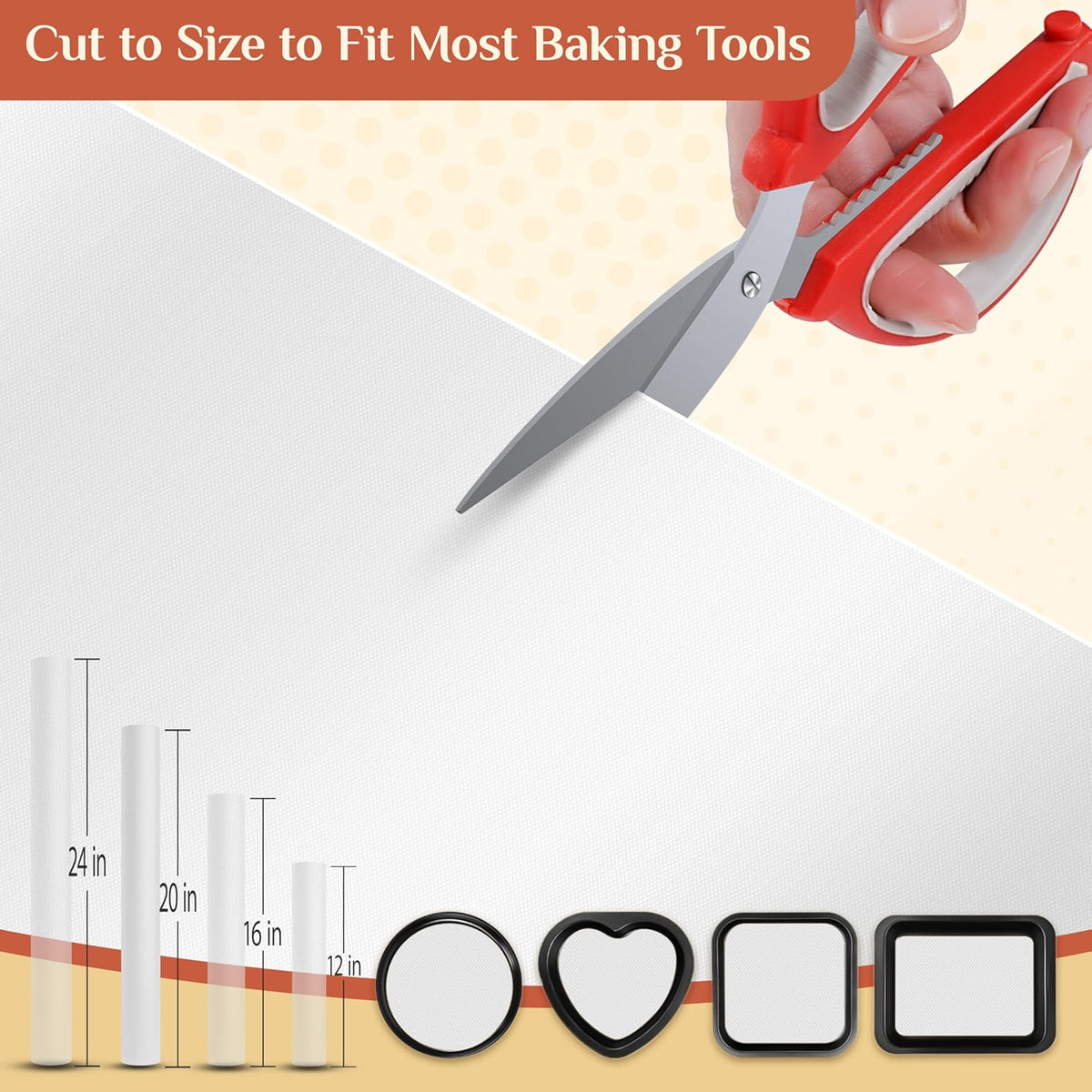 Silicone Baking Mat, 20 IN x 6 FT Free Cutting Baking Sheet,Non-Stick Reusable Dough & Pastry Mat,Non-Slip Silicone Mat Roll for Air Fryer Liner,Freeze Dryer,Oven Baking Pan,Kitchen Counter
