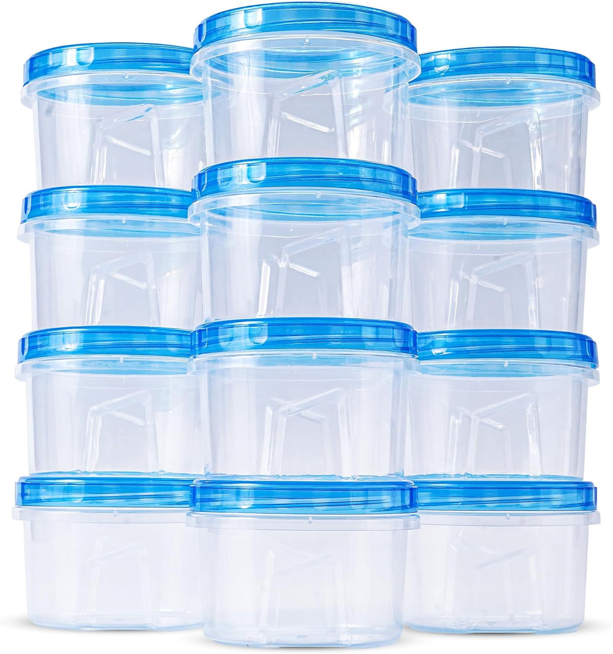 RFAQK 24 pcs Freezer Storage Containers with Lids-(16OZ) 12 Food Storage Containers with 12 Twist Top-Deli Container for Soup-Reusable Plastic Box for Lunch, Gym, Travel
