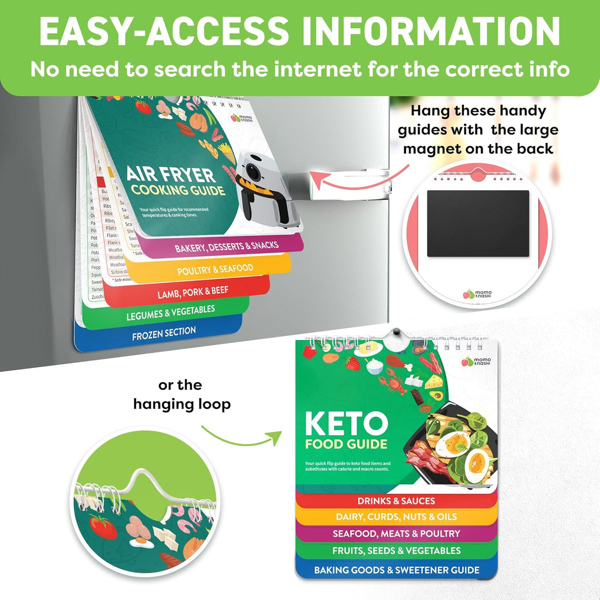Air Fryer & Keto Cookbook Magnets - Set of 2 (7”x6”) - Air Fryer Accessories & Keto Meal Plan Cookbook - Airfryer Kitchen Accessories - Keto Foods & Keto Diet Book For Beginners - Kitchen Gadgets 2025