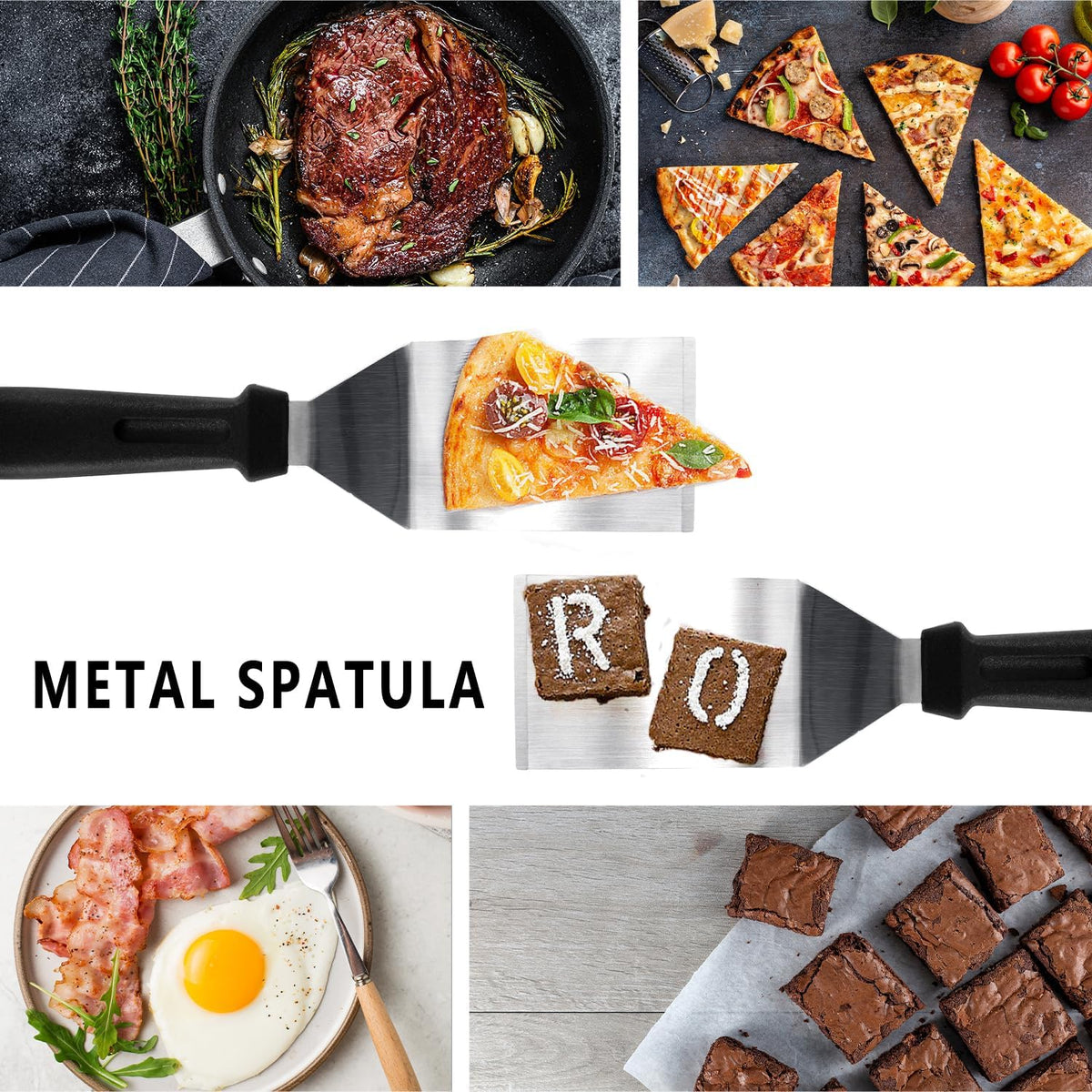 Metal Spatulas 1 PC, Stainless Steel Spatula with Heat Resistant Handle, 9.8 Inch Stainless Steel Spatula Ideal for Desserts, Pancakes, Eggs, Griddle Scraper or BBQ