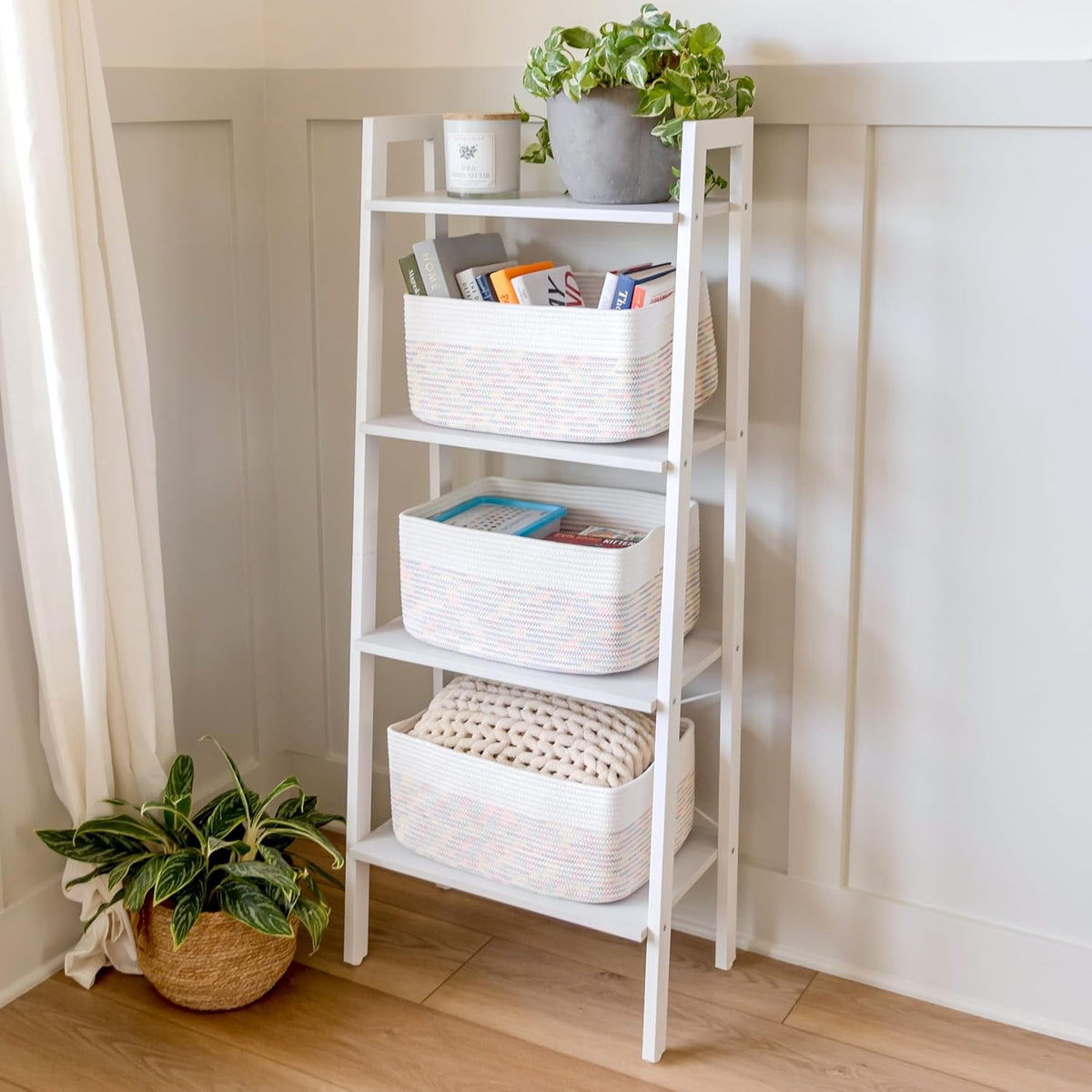 NaturalCozy Storage Baskets 16.8”x13”x7.6” Cotton Rope Woven Baskets for Organizing 3-Pack | Toy Storage Bins | Basket for Shelves, Laundry, Blanket, Clothes, Closet, Kitchen, Bathroom, Gifts