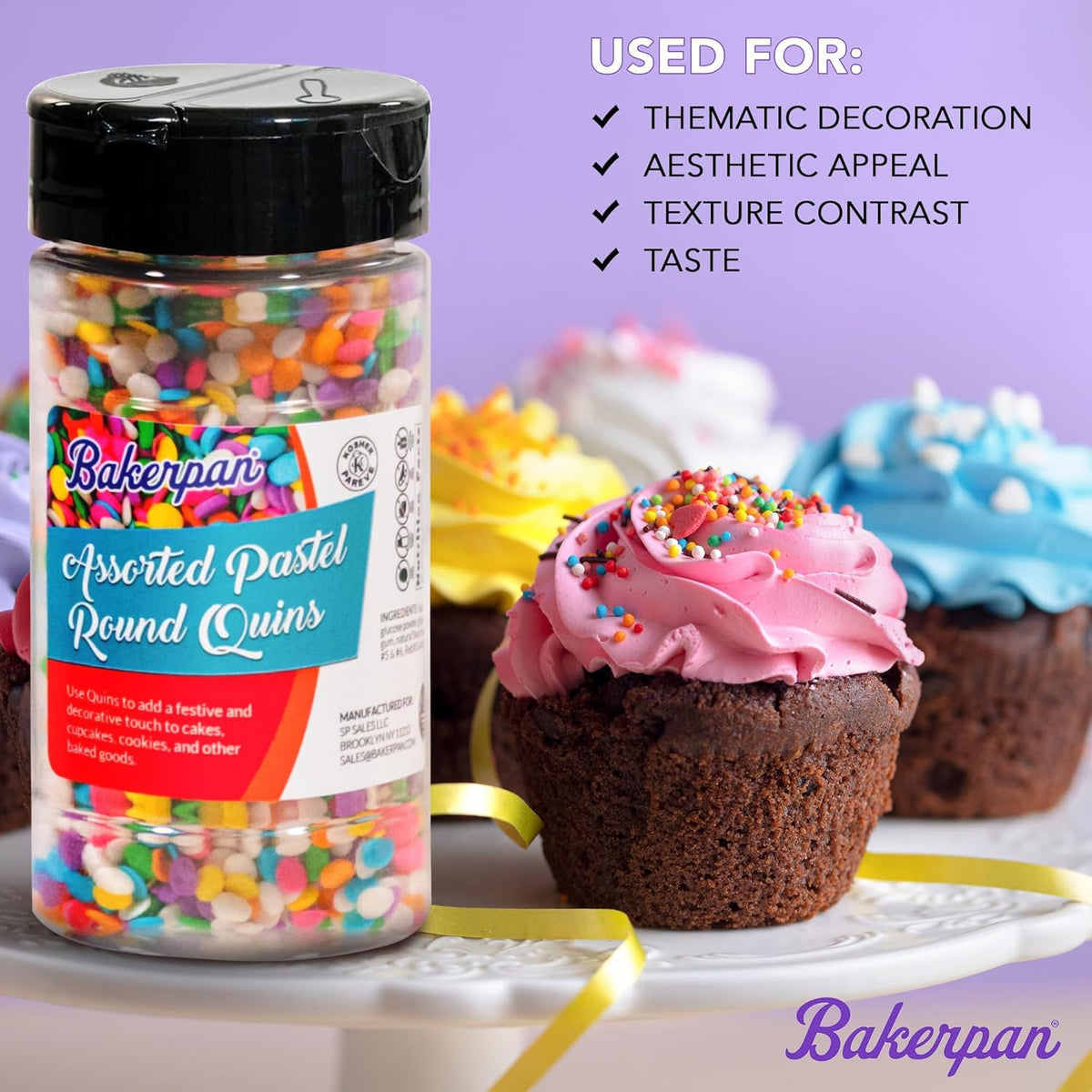 Bakerpan Quins Sprinkles for Cake Decorating - Snowflake Sprinkles 3.5 Ounces - Snowflake Confetti Edible Quins for Cupcakes, Ice Cream (Made in USA)