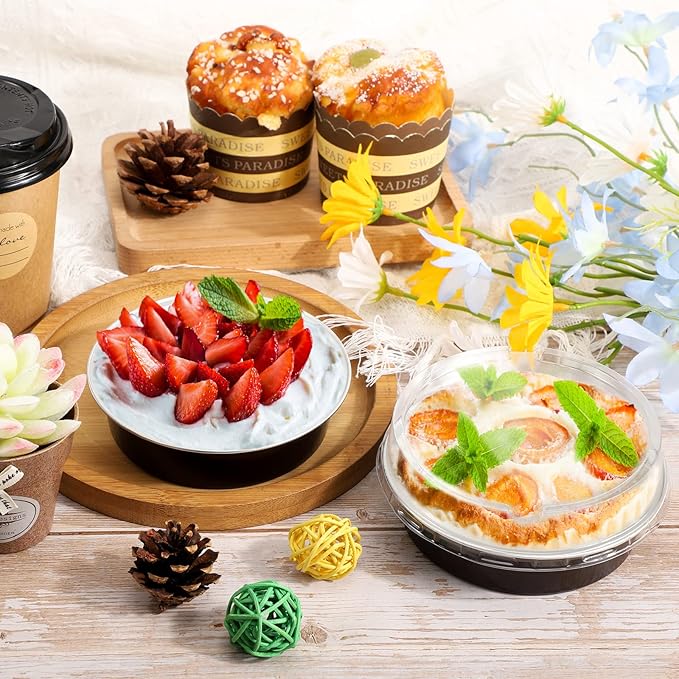 Beasea Mini Pie Pans 20 Pack Disposable Pie Tins Aluminum Pie Pan with Lids, 4 Inch Round Oven Baking Mini Cake Pan 8 Oz Foil Pan for Pie Tart Quiche