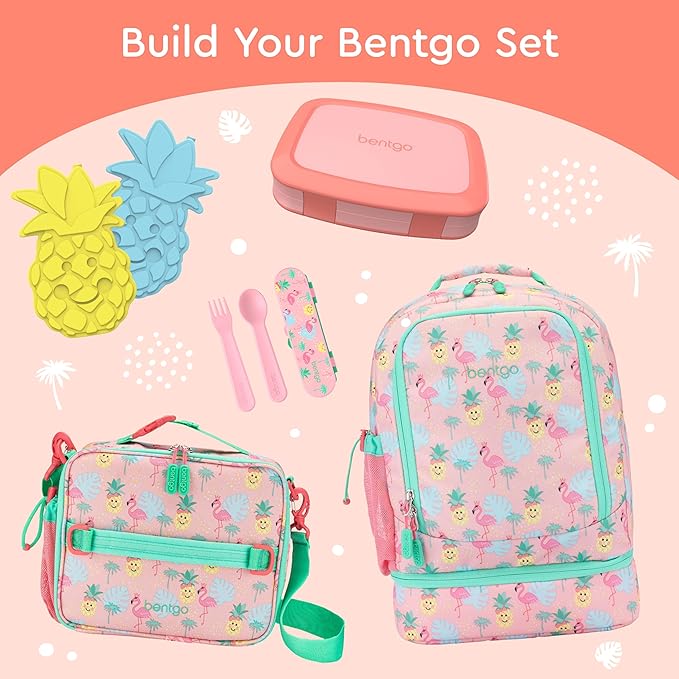 Bentgo Kids Bento-Style 5-Compartment Leak-Proof Lunch Box - Ideal Portion Sizes for Ages 3 to 7 - Durable, Drop-Proof, Dishwasher Safe, PFAS & BPA-Free & Made with Food-Safe Materials (Coral)