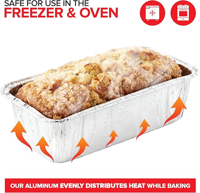 Aluminum Pans Bread Loaf Pans (30 Pack) 8x4 Aluminum Loaf Pan - 2 Lb Bread Tins, Standard Size, Compatible with Roadpro 12 Volt Portable Stove - Perfect for Baking Cakes, Bread, Meatloaf, Lasagna