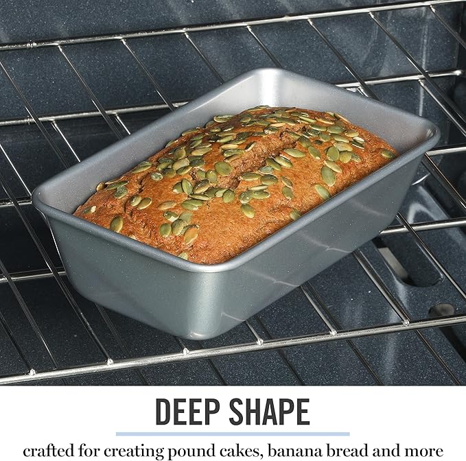 Martha Stewart Gallen 9 Inch Nonstick Carbon Steel Loaf Pan - Silver Durable Bakeware for Bread, Meatloaf & Cakes