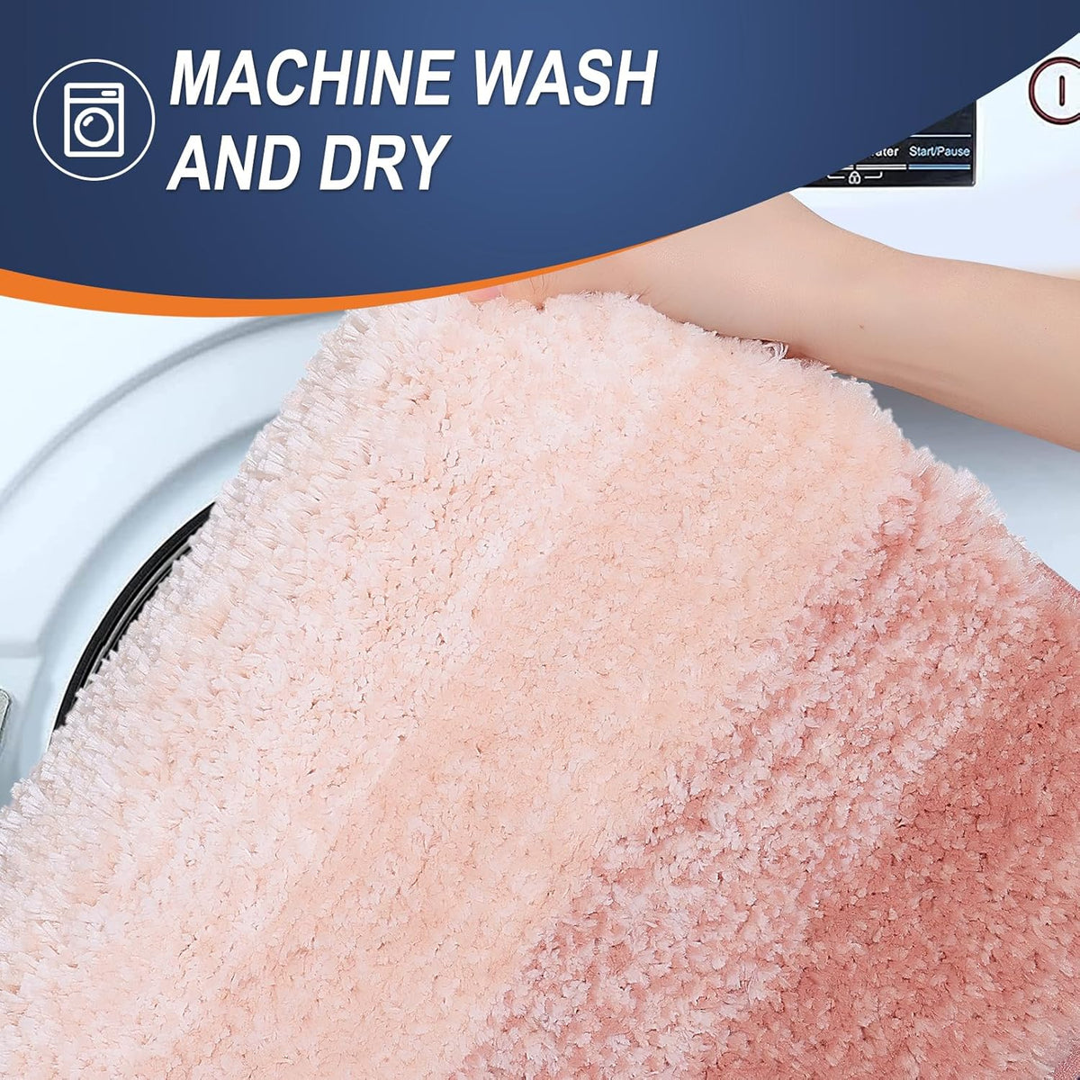 OLANLY Bathroom Rugs Mat 30x20, Extra Soft Absorbent Microfiber Bath Rugs, Rubber Backing, Quick Dry, Machine Washable Bath Mats for Bathroom Floor, Tub and Shower, Home Decor Accessories, Peach