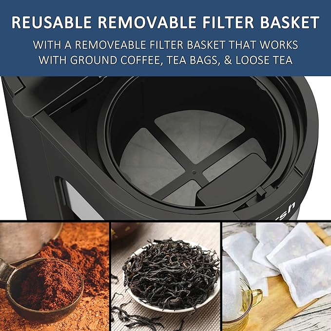 wirsh Iced Tea Maker with 3QT Pitcher, Iced Coffee Maker with Strength Control and Reusable Filter, Perfect For Iced Coffee, Latte, Tea, Lemonade, Flavored Water, Black