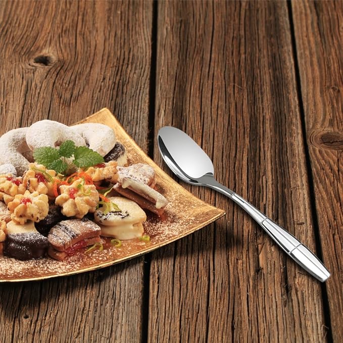 Stainless Steel Flatware Dessert Spoons, Set of 12