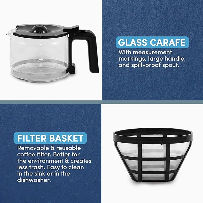 Elite Gourmet EHC9420 Automatic 5-Cup Brew & Drip Coffee Maker with Pause N Serve Reusable Filter, On/Off Switch, Water Level Indicator
