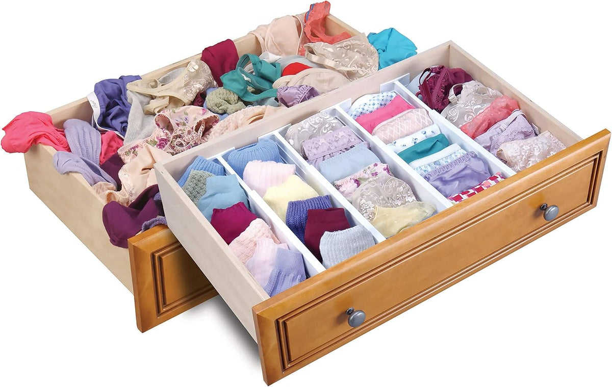 Dial Industries Adjustable Dresser Drawer Clothes Organizer Dividers, Set of 4, 4.5" Deep
