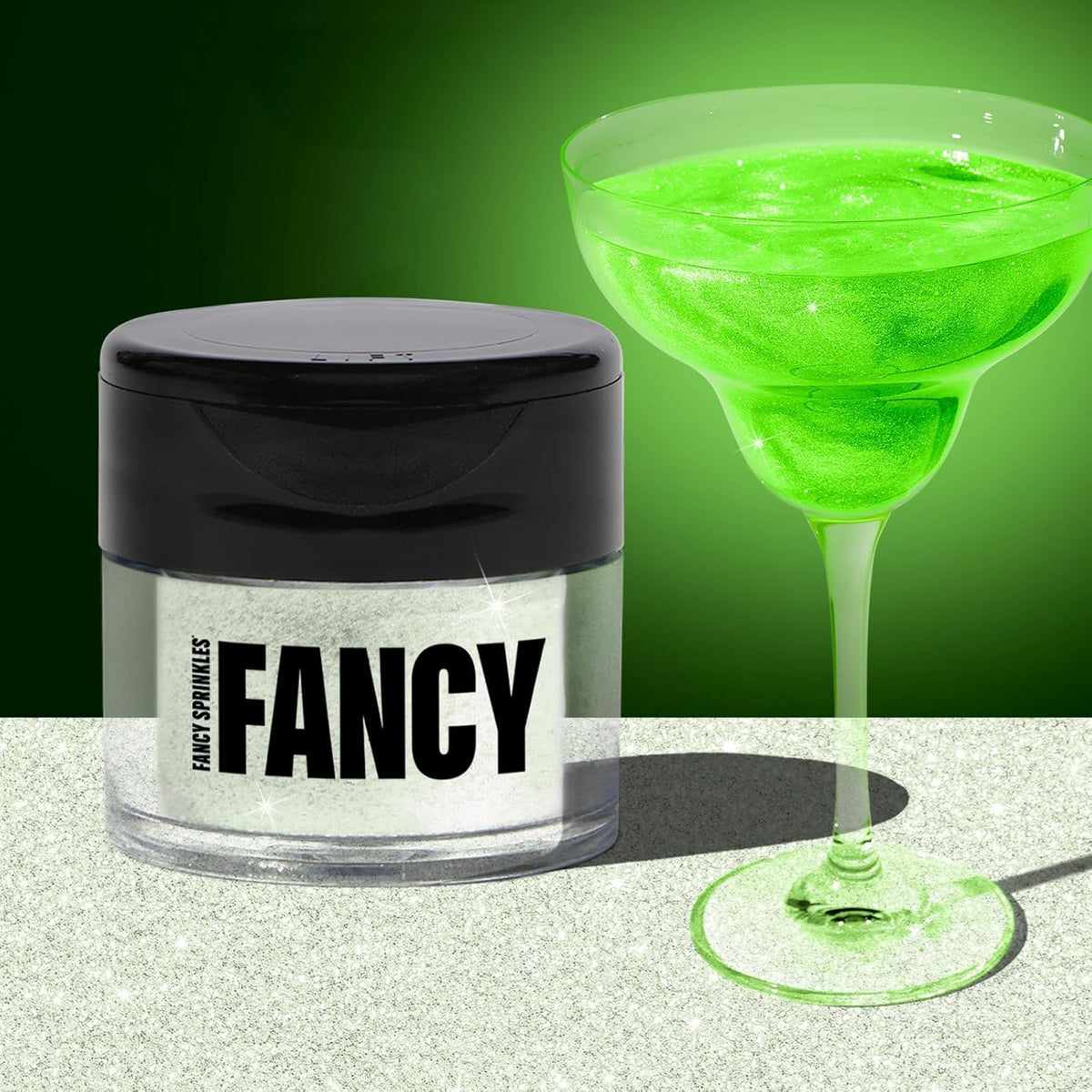 Fancy Sprinkles Limited Edition Halloween Glow Worm Green Premium Edible Glitter, Glows Under Black Light, 100% Edible Glitter for Sparkling Food & Drinks No Taste or Texture (4gm)