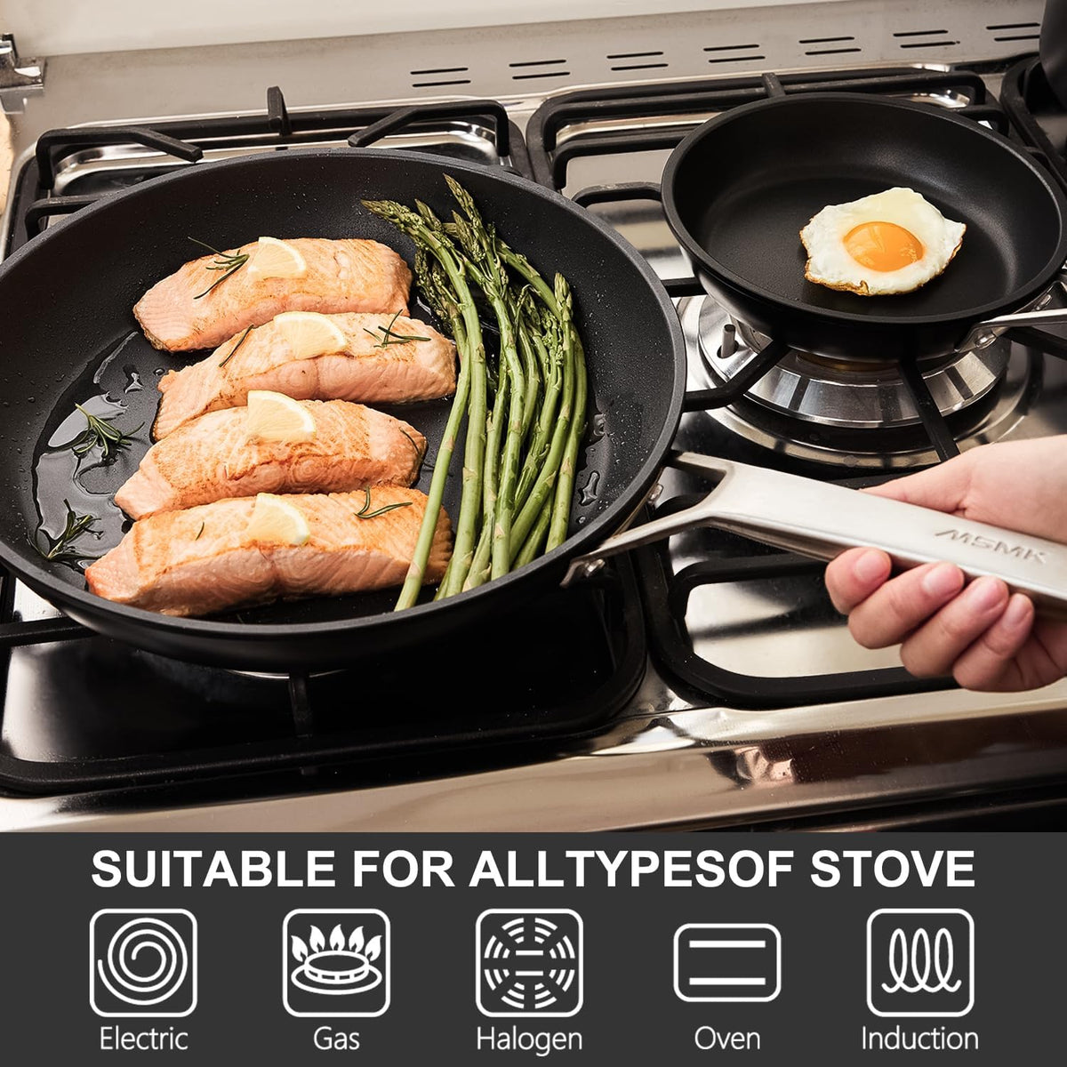 MsMk 7 inch Small Nonstick Frying Pan with Lid, Non stick Egg Omelet Skillet, PFAS & PFOA Free Non-Toxic, Induction Skillet, Oven Safe to 700°F Pan for Cooking, Dishwasher Safe