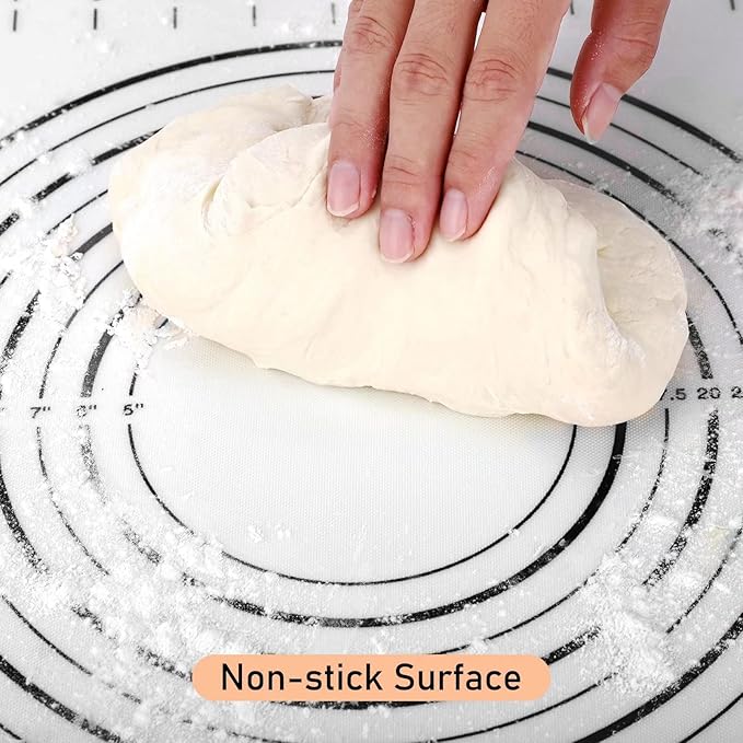 Silicone Pastry Mat, Baking Mat for Rolling Out Dough, Dough Mat for Rolling, Fondant Mat, 20''(W)28''(L), Black