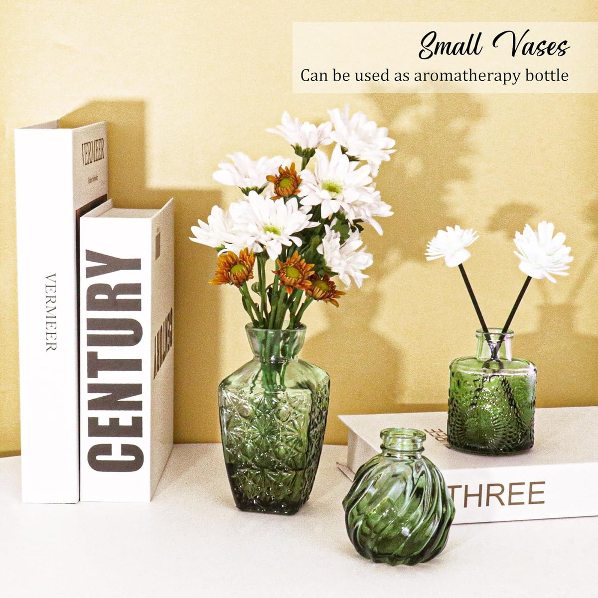 36Pcs Bud Vases Set Small Vintage Glass Bottles Bud Vases in Bulk Multiple Shape Cute Glass Vases for Rustic Wedding Centerpieces Table Decorations and Home Decor(Green)