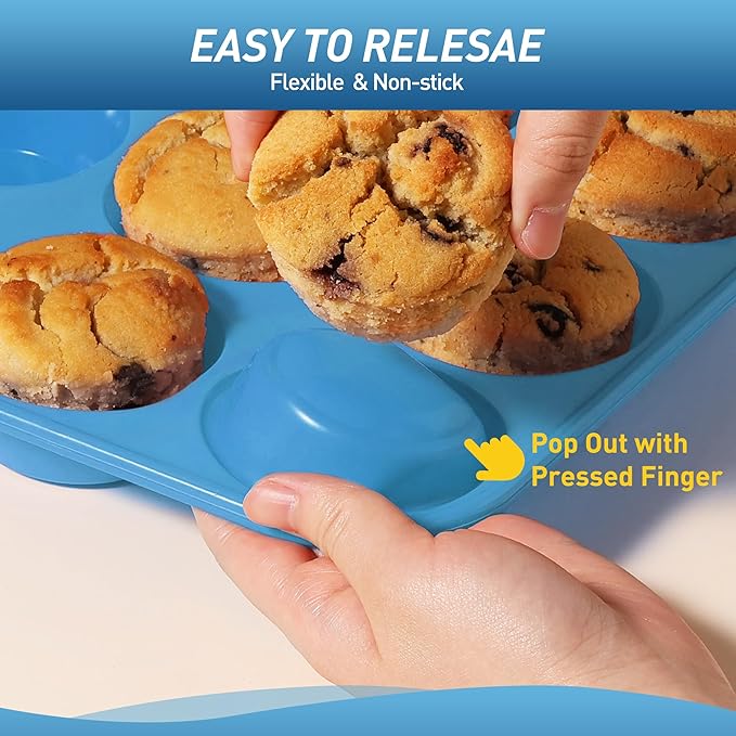 2 Pack 12 Cups Silicone Muffin Pan with Metal Reinforced Frame Regular Size Silicone Molds Cupcake Cake Baking Pans Cookie Baking Chocoflan Cupcake Mold Muffin Tin Tart Pans Necessities Cookware
