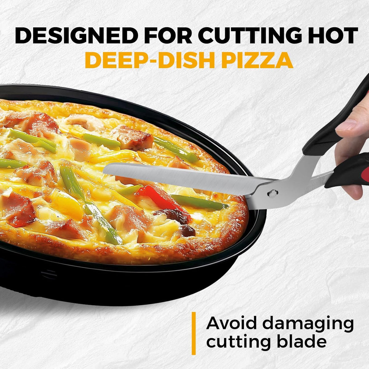 Detachable Pizza Scissors Pizza Cutter with Sharp Stainless Steel Blade and Ergonomic Soft Grip Black&Red