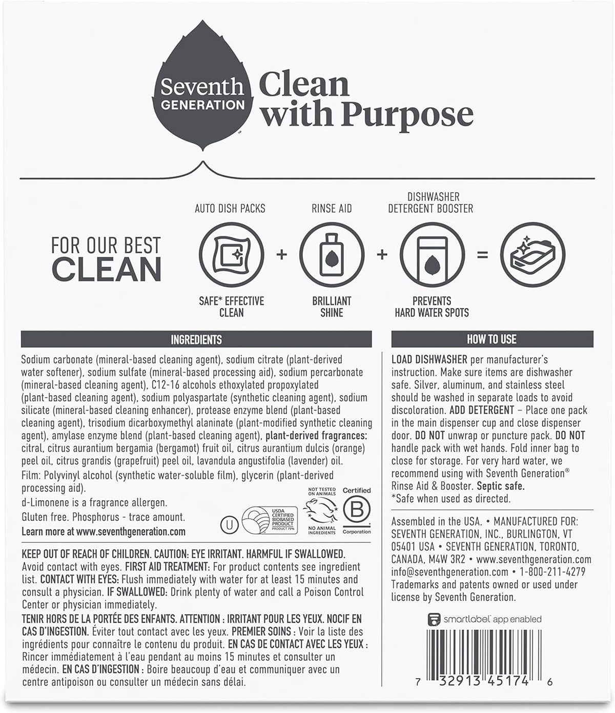 Seventh Generation Power Plus Dishwasher Detergent Packs Fresh Citrus scent Pack of 2 for sparkling dishes Dishwasher tabs 40 count