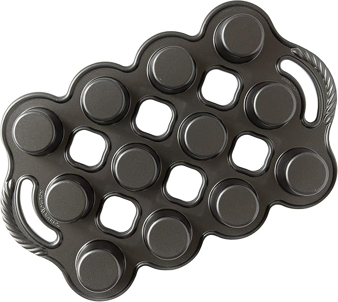 Nordic Ware Cast Aluminum Petite Popover Pan 1/4 Cup Each, 12 Cavity, Silver/Gray (Pack of 3)