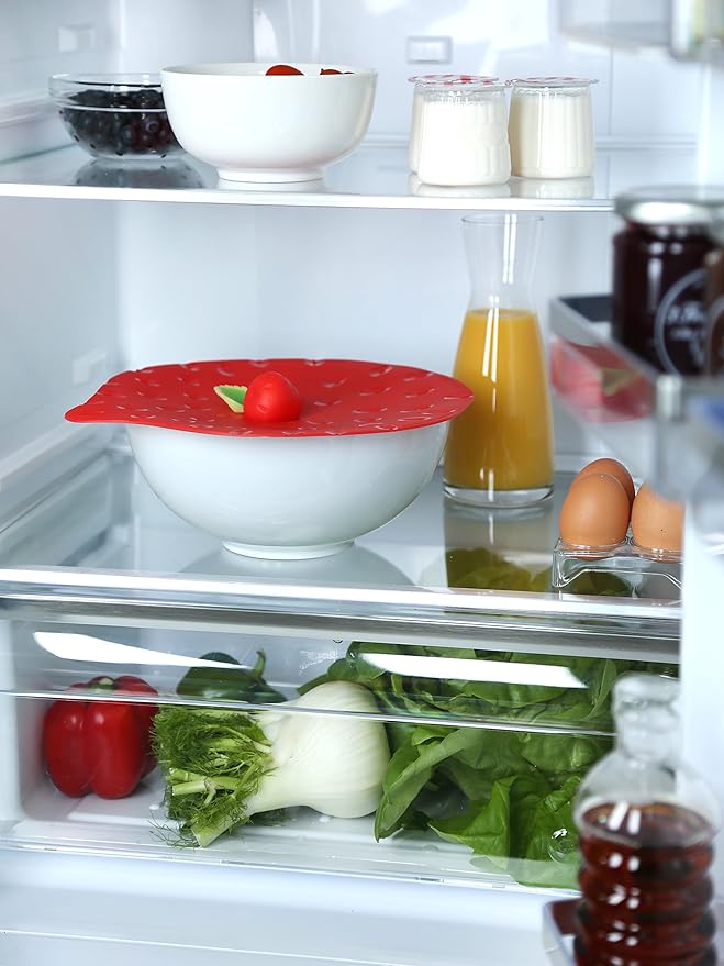 Charles Viancin - Strawberry Silicone Lid for Food Storage and Cooking - 9''/23cm - Airtight Seal on Any Smooth Rim Surface - BPA-Free - Oven, Microwave, Freezer, Stovetop and Dishwasher Safe